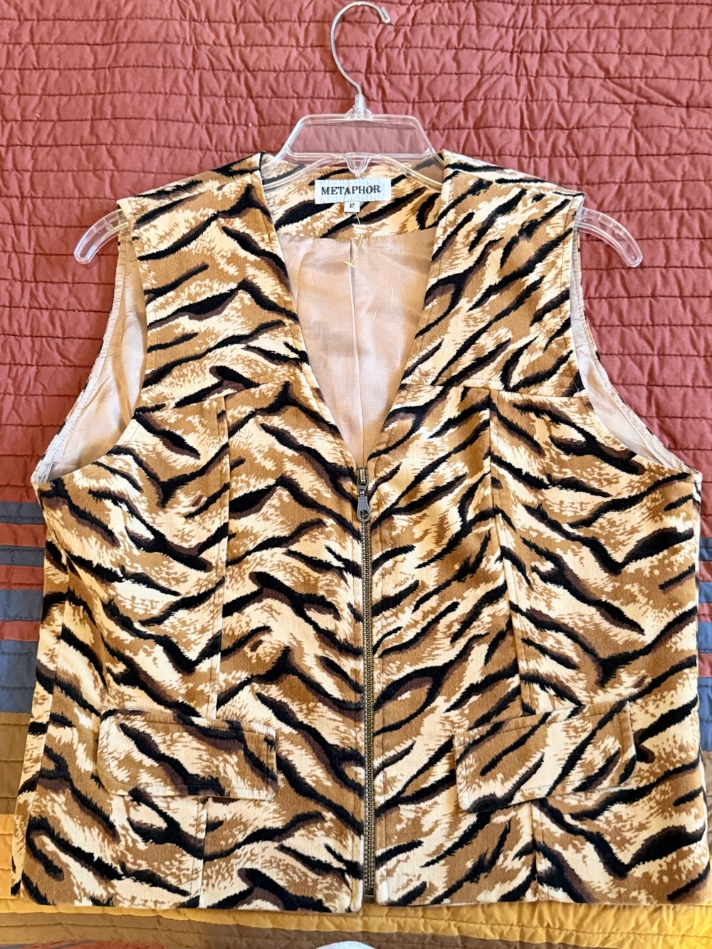 Metaphor Tiger-Stripe Vest in Tan, Black, Cream